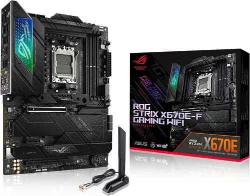 ASUS ROG STRIX X670E-F GAMING WIFI AMD X670 AM5 Ryzen™ Desktop 9000 8000 y 7000 ATX placa base, 18+2 etapas de potencia, DDR5, 4 ranuras M.2 con
