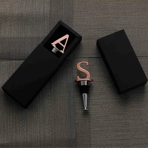 Miniatura 8 de Tapones de vino, tapones reutilizables para botellas de vino, chapado en oro rosa, tapón de vino con letra, regalo perfecto para vino, amplio uso