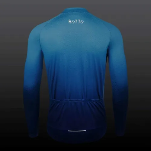 Miniatura 7 de ROTTO Camiseta de ciclismo para hombre, manga larga, color degradado