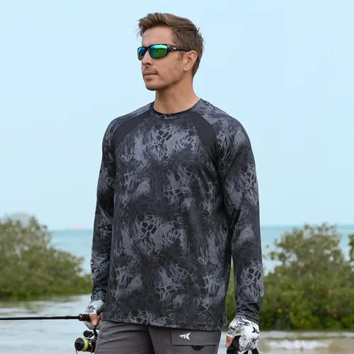 Miniatura 5 de KastKing Camisas de pesca UPF 50 para hombre, camisa de pesca de manga larga, transpirable, absorbe la humedad, camisas de sol para hombres