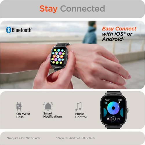 Miniatura 6 de HyperGear FIT X2 Smartwatch + monitor de actividad física con pantalla LCD IPS grande de 2 pulgadas, frecuencia cardíaca, oxígeno en sangre, calidad