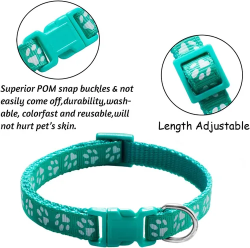 Miniatura 4 de YOY Juego de 25 collares de nailon suave para identificación de cachorros, ajustables, reutilizables, lavables, bandas de identificación de mascotas