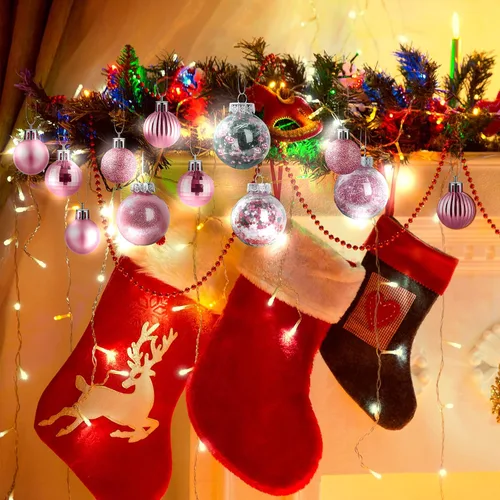 Miniatura 7 de BBTO Juego de adornos de esferas de Navidad con estrellas para árbol, adornos de árbol de plástico con estrellas transparentes para árbol, adorno