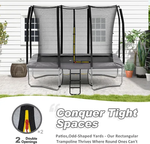 Miniatura 4 de Exacme Trampolín rectangular de 7 x 10, 8 x 12, 9 x 14 pies, para niños, dobles aberturas de cerramiento, trampolín rectangular pequeño para Gris
