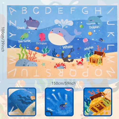 Miniatura 2 de Alfombras infantiles para sala de juegos, 3 pies 3 pulgadas x 4 pies 11 pulgadas, alfombra antideslizante para niños, alfombra educativa lavable