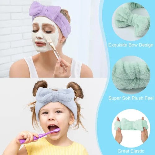 Miniatura 2 de Yinder Paquete de 40 diademas de spa con lazo de forro polar coral, diademas de maquillaje de vellón suave, diademas cosméticas para el cuidado