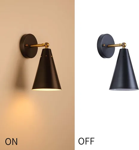 Miniatura 7 de MWZ Modernos apliques de pared negros de iluminación, paquete de 2 lámparas rústicas doradas, estilo casa de campo, acabado de bronce, luces