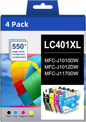 LC401XL - Cartuchos de tinta compatibles con el cartucho de tinta Brother LC 401XL, color estándar, funciona con impresora Brother MFC-J1010DW