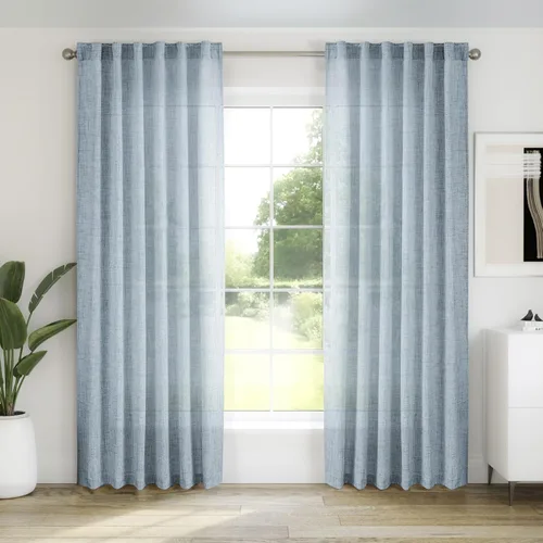 Miniatura 30 de Cortinas de lino 92 pulgadas de largo, juego de 2 paneles con bolsillo para barra, lengüeta trasera, cortinas transparentes para ventanas