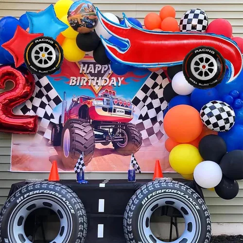 Miniatura 5 de 6 globos temáticos de autos calientes/decoración de fiesta de cumpleaños para baby shower