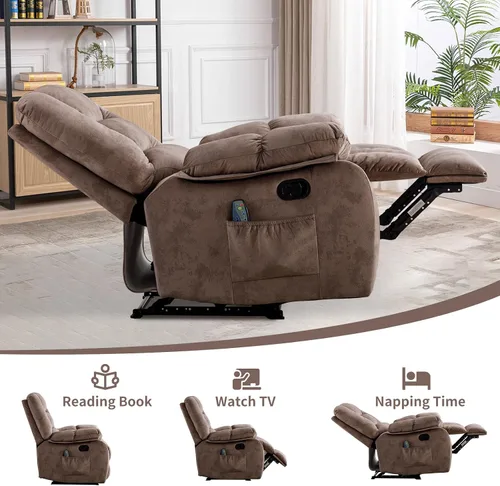 Miniatura 5 de IOMOR Silla reclinable de masaje con calor y masaje, sillas reclinables ergonómicas de tela transpirable, silla individual con bolsillos laterales