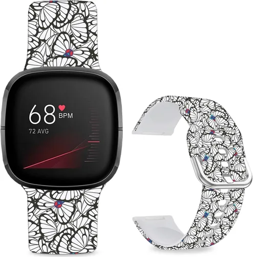 Miniatura 12 de Correas de reloj de dibujos animados con estampado floral compatibles con Fitbit Versa 4/Versa 3/Fitbit Sense 2/Sense Band de silicona suave