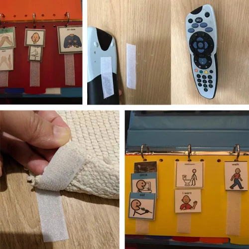 Miniatura 6 de Melsan - Cinta adhesiva cuadrada de velcro, cierre adhesivo para interiores y exteriores en lugar de agujeros y tornillos, tiras de montaje Blanco