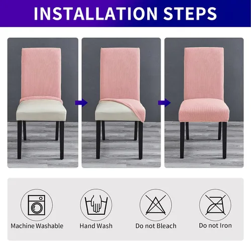 Miniatura 7 de Juego de 6 fundas elásticas para sillas de comedor, extraíbles y lavables, fundas de asiento para sillas de comedor, ideales para decoración