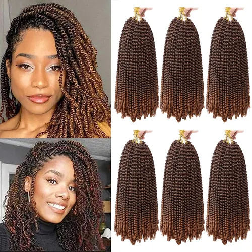 Miniatura 39 de Xtrend - Cabello trenzado de ganchillo con rizos de resorte, color rojo cobrizo, 12 pulgadas, para rizos de mariposa de imitación, extensiones