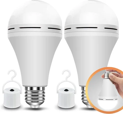 Miniatura 2 de Bombillas de Luz de Emergencia Recargables Neporal Permanecen Encendidas Cuando Falla la Energía del Hogar, LED de 15W Equivalente a 80W 1200mAh