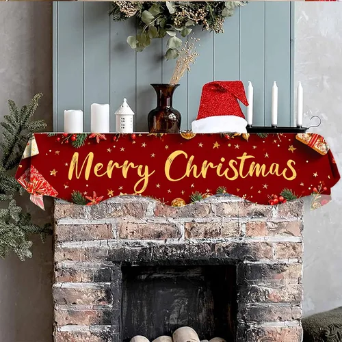 Miniatura 3 de NYZE Bufanda para Repisa de Chimenea Navideña 60 x 17 Pulgadas Cubierta Decorativa para Repisa de Chimenea de Navidad Camino de Mesa para Repisa