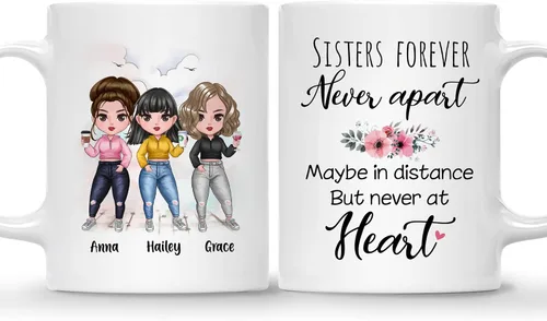 Miniatura 24 de GOSSBY Taza personalizada (2 Sisters) ¡Aparentemente somos problemas cuando estamos juntos, quién sabía! Taza personalizada para mejor amiga