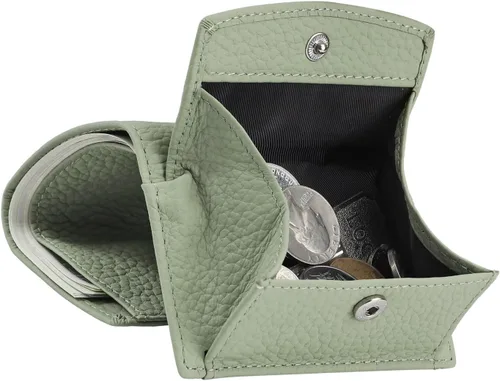 Miniatura 10 de Karmiir RFID - Cartera pequeña de cuero para hombres y mujeres con bolsa para monedas, billetera compacta de triple bolsillo con ranura