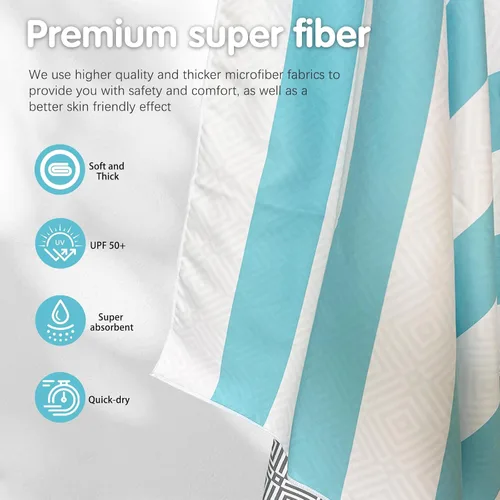Miniatura 5 de PY SUPER MODE Paquete de 2 toallas de playa de microfibra de secado rápido de 75 x 35 pulgadas, toallas de baño de gran tamaño, ligeras, suaves