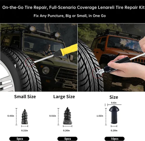 Miniatura 3 de Kit de reparación de pinchazos de neumáticos sin cámara con tapón de seta, repara pinchazos y neumáticos planos para motocicletas, automóviles