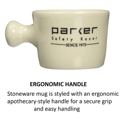 Miniatura 5 de Parker - Taza de afeitado de gres de lujo para usar con jabones de afeitar de hasta 3 pulgadas y cremas de afeitado espumantes, hecha a mano
