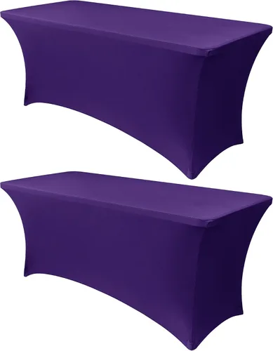 Miniatura 19 de Obstal Funda de mesa de elastano elástica de 4 pies para mesas plegables estándar, paquete de 2 manteles rectangulares universales ajustables