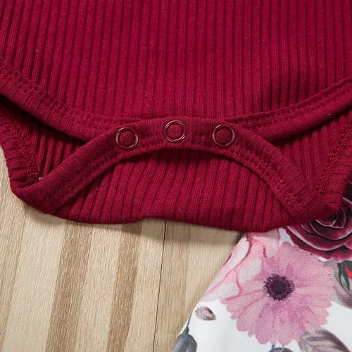 Miniatura 5 de Conjunto de ropa de 2 piezas para bebé recién nacido, con volantes, pantalones florales, diadema, otoño e invierno