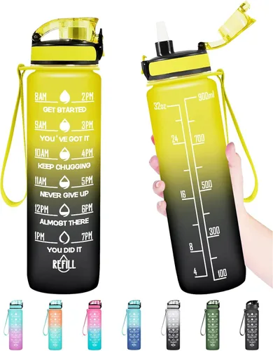 Miniatura 34 de Enerbone Botella de Agua, A Prueba de Fugas Sin BPA y Tóxicos, Botella de Agua Motivacional con Horarios para Beber y Pajita, Botella de Agua