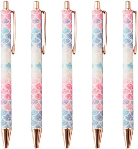 Miniatura 10 de Bolígrafo de punta media de 0.039 pulgadas con lentejuelas y purpurina de cristal, bolígrafos de metal retráctiles para la escuela, oficina, Pink