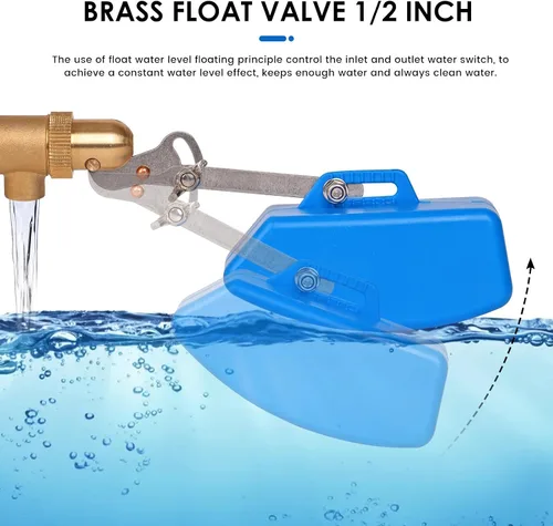 Miniatura 2 de Válvula de flotador de latón de 1/2 pulgada, válvula de bola flotante de agua con brazo ajustable, válvulas de flotador de tanque de agua de llenado