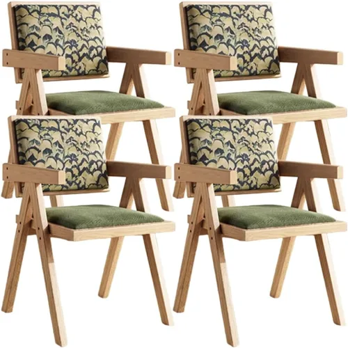 Miniatura 15 de YVYKFZD Juego de sillas de comedor de madera maciza, sillas de cocina sin brazos, silla de comedor tapizada con respaldo, sillón de terciopelo