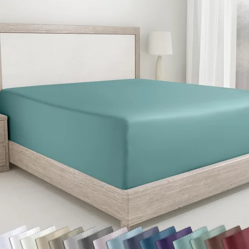 Miniatura 24 de California Design Den - Sábana bajera ajustada de algodón con bolsillo profundo, suave de 400 hilos, 100 % algodón satinado, ajuste ceñido, elástico