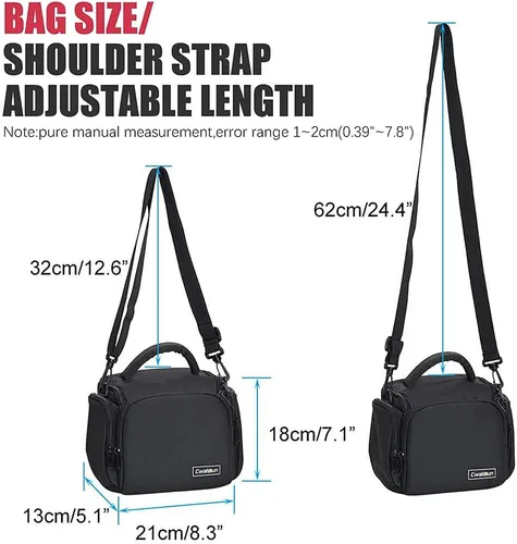 Miniatura 8 de Cwatcun Funda cruzada de un solo hombro para cámara compacta compatible con cámaras y lentes sin espejo Canon Nikon Sony SLR DSLR sin espejo