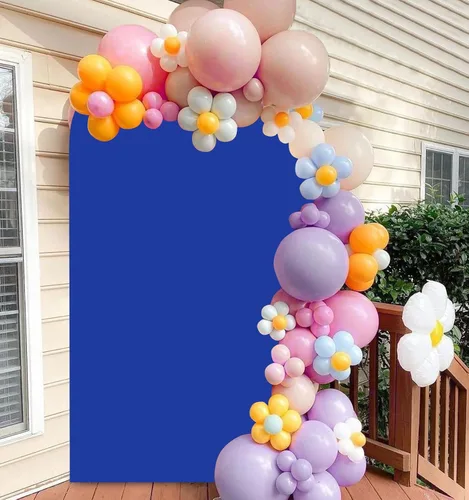 Miniatura 5 de FANPROMS Cubierta para Arco de Boda 6 Pies Azul Polvoriento Cubierta de Fondo de Arco Chiara Spandex Cubiertas de Arco Tela Elástica para Marco