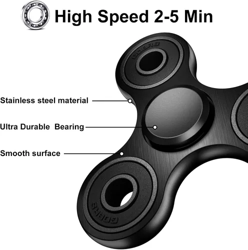 Miniatura 2 de Fidget Spinners, rodamiento de acero inoxidable de metal de alta velocidad de 2 a 5 minutos de giro, EDC TDAH estrés ansiedad alivia reductor