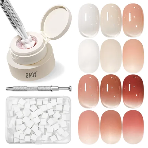 GAOY Kit de Gel de Pintura Ombré con Cojín, 6 Colores de Gel de Palmaditas Degradado con Esponjas y Herramienta de Agarre, para Uñas Ombré Mezcla de