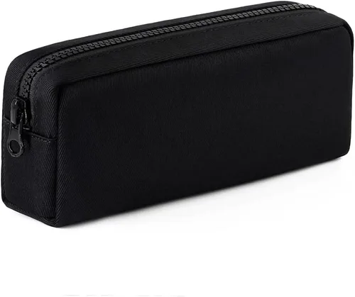 Estuche para lápices de gran capacidad, bolsa de color puro para bolígrafos con cremallera, bolsa de almacenamiento estacionaria para oficiales Negro