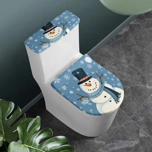 Miniatura 20 de Flashideas Juego de cubierta para tanque y tapa de inodoro con estampados de patas de perro coloridas - Elástico, se adapta a la mayoría de tanques