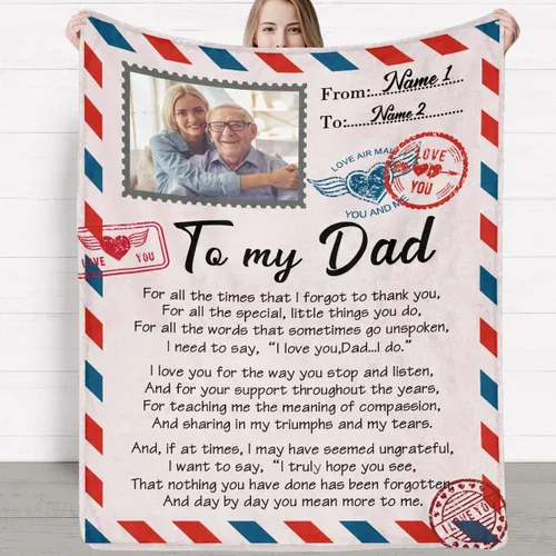 Miniatura 14 de Manta personalizada para el Día del Padre, regalo de hija, hijo, esposa, manta con imagen personalizada para papá, manta con imagen personalizada
