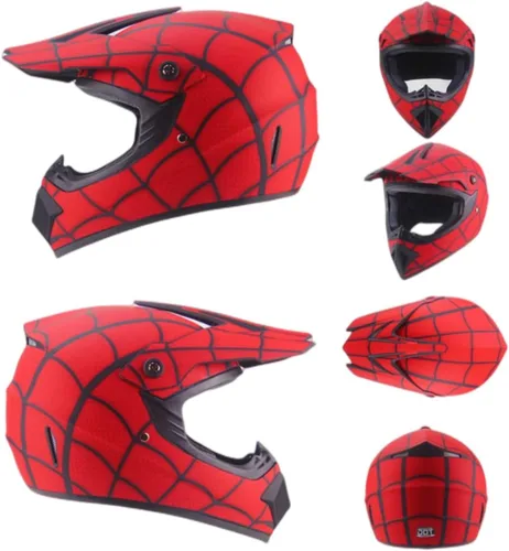 Miniatura 7 de Casco de motocross, casco de motocross, casco todoterreno BMX MX ATV con gafas unisex para jóvenes y niños, aprobado por DOT/FMVSS 218