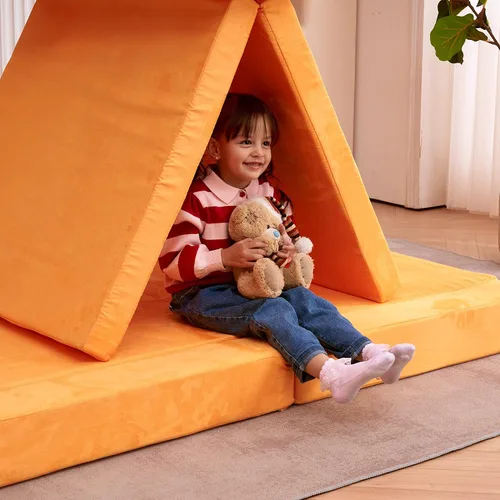 Miniatura 7 de jela Sofá infantil de tamaño extendido de 8 piezas para la familia, sofá modular para niños y adultos, juego de casa de juegos para niños pequeños