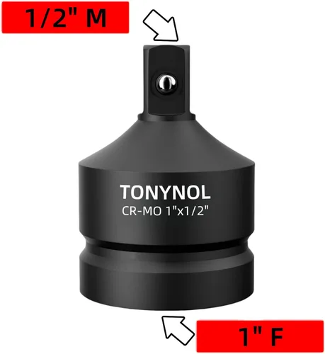 Miniatura 2 de TONYNOL Adaptador de Dado de Impacto 1" F a 1/2" M, Acero Cr-Mo, Mejora las Conversiones de Atornillador de Impacto, Para Uso Automotriz