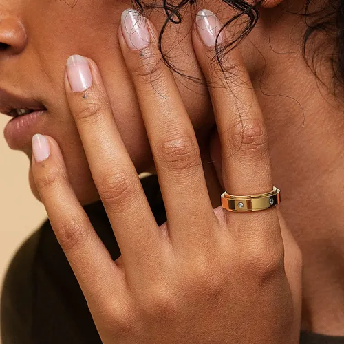 Miniatura 3 de Kainier Anillos de ansiedad chapados en oro de 14 quilates piedras de circonita cúbica anillos giratorios para mujeres y hombres anillos