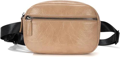 Miniatura 11 de Ausion Riñonera de cuero para hombres y mujeres, cangurera para senderismo, correr, viajes, múltiples bolsillos - Riñonera con cremalleras Marrón
