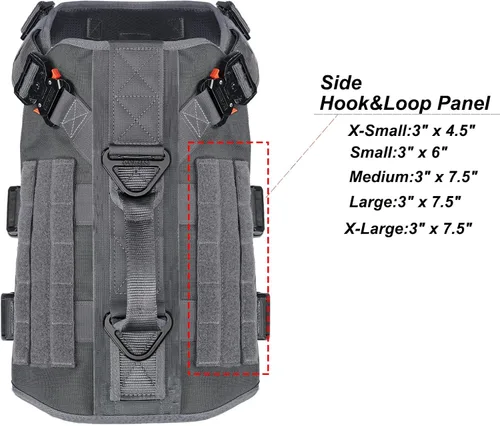 Miniatura 4 de ICEFANG - Arnés táctico para perro con 6 hebillas, chaleco con sistema molle con asa para perro, 3/4 del cuerpo, panel con velcro para parche