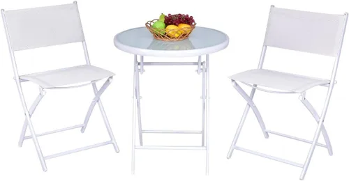 Miniatura 11 de Giantex Juego de mesa de bistró, juego de 3 piezas para patio, mesa y sillas plegables al aire libre, juego de comedor plegable para patio, juego
