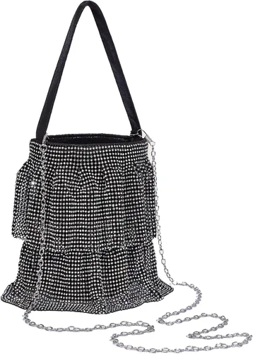 Bolso de mano con cadena de diamantes de imitación brillantes para mujer, elegante bolso de mano de noche con cristales brillantes para fiesta de