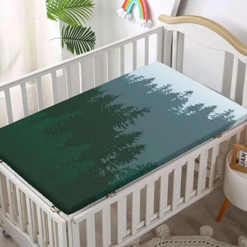 Miniatura 2 de Sábana bajera ajustable para cuna pequeña con temática de cuadros rosados, sábanas portátiles para cuna, suaves y elásticas, sábana bajera para cuna