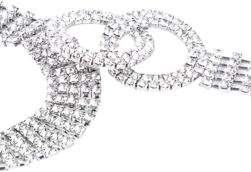 Miniatura 6 de LALA IKAI Cinturón de diamantes de imitación de cristal para mujer, cadena brillante con cinturón de doble junta tórica